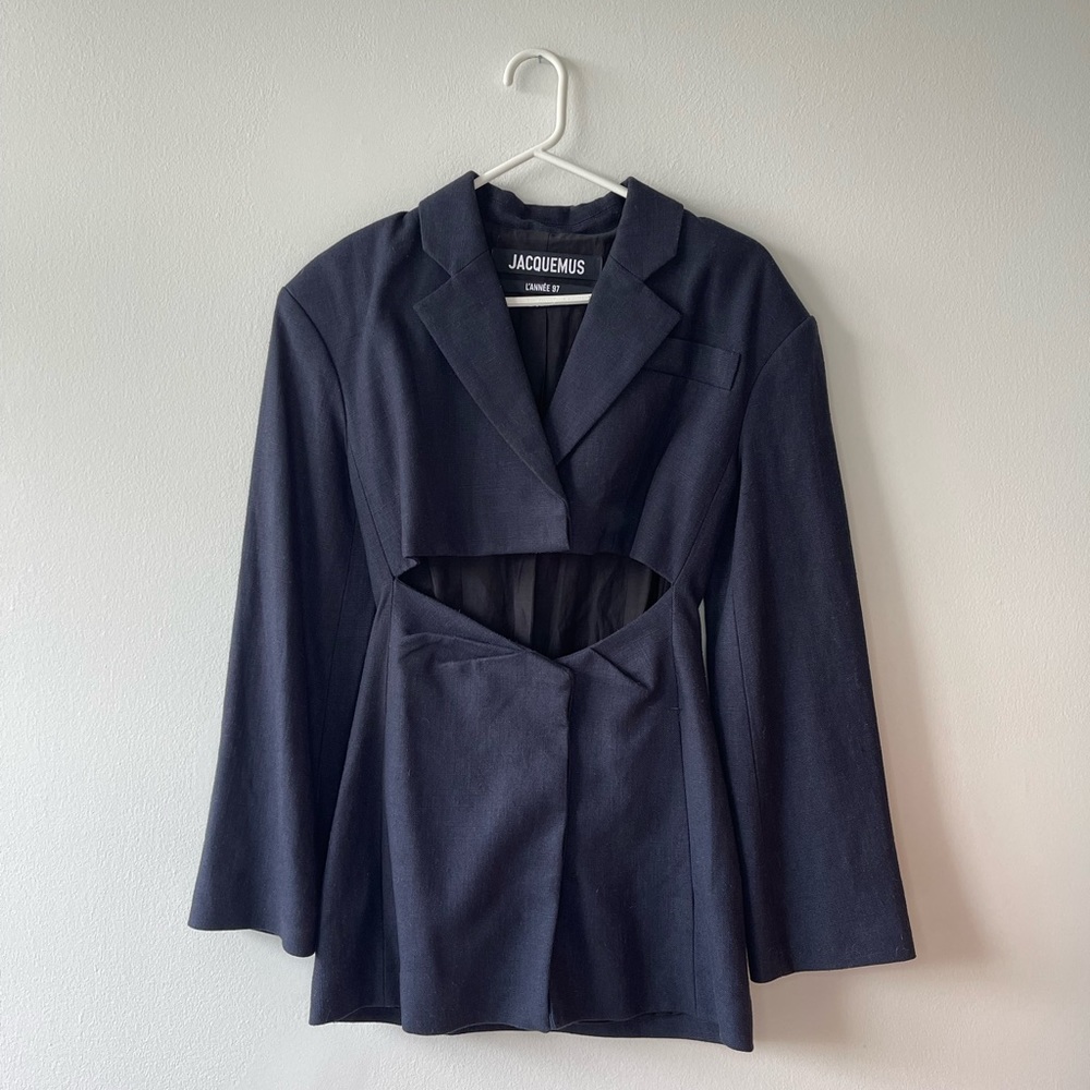 Jacquemus L’annee 97 linen mini blazer dress.